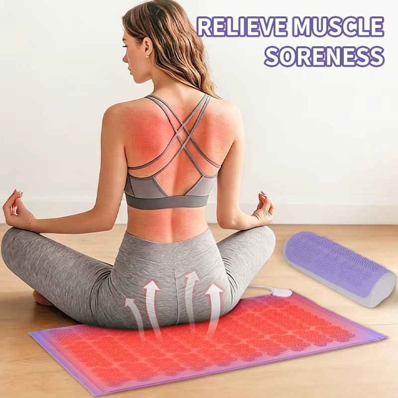 2027 Tendencia Masajeador de cuello Almohadilla plegable de silicona Dispositivo de estera de masaje de hombros vibratorio el&eacute;ctrico inal&aacute;mbrico