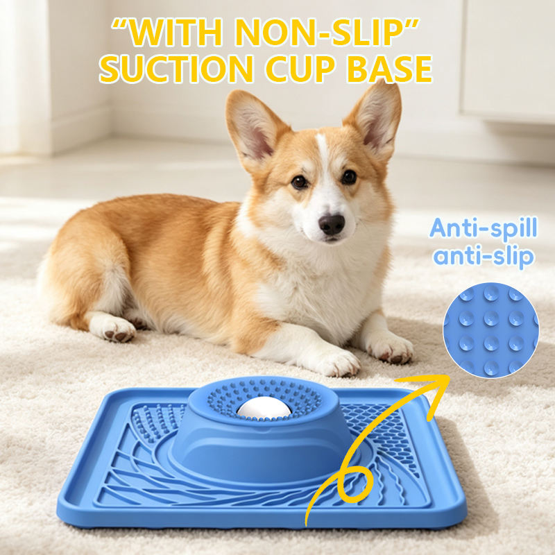 Bols portables 2 en 1 pour chien &agrave; alimentation lente, jouet &agrave; l&eacute;cher antid&eacute;rapant en Silicone pour aliments liquides et humides, friandises &agrave; eau
