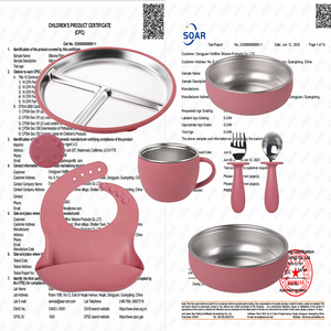 Juego de vajilla para beb&eacute; Wellfine, silicona de calidad alimentaria, placa de acero inoxidable f&aacute;cil de limpiar con juego de succi&oacute;n