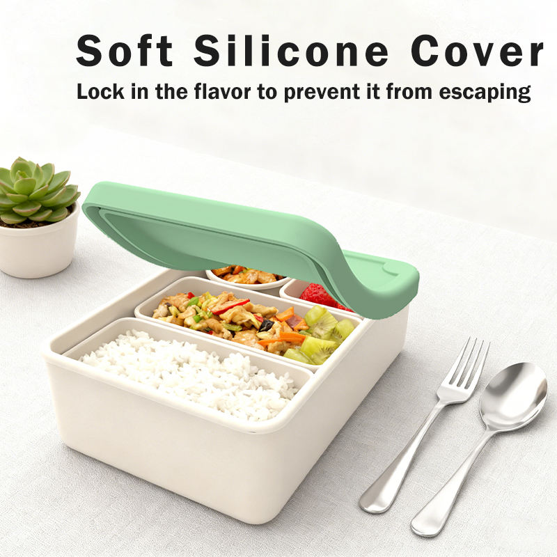 Bo&icirc;te &agrave; d&eacute;jeuner en Silicone de qualit&eacute; alimentaire, fabricant sans BPA, bo&icirc;te &agrave; Bento de bureau Portable et Durable pour adultes