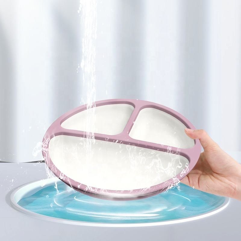 Reci&eacute;n llegado, plato de succi&oacute;n de silicona para beb&eacute;s de grado alimenticio sin BPA, vajilla para beb&eacute;s, plato de comedor de silicona cl&aacute;sico para beb&eacute;s y ni&ntilde;os