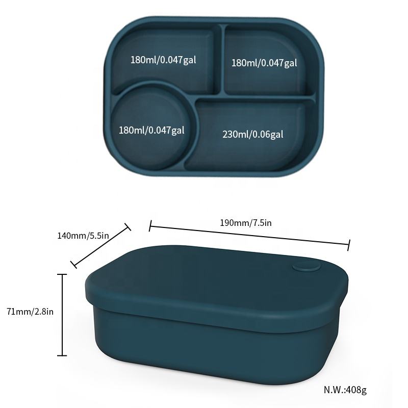 Fiambrera simple de encargo de Bento del silic&oacute;n de la fiambrera del estudiante libre BPA de la categor&iacute;a alimenticia del logotipo