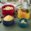 Contenedor de almacenamiento de aperitivos para ni&ntilde;os, de silicona, sin Bpa, de grado alimenticio, con logotipo personalizado, caja Bento de almuerzo de silicona para ensalada a prueba de fugas