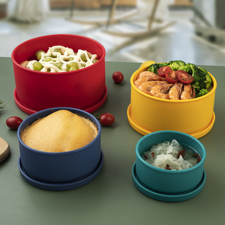 Contenedor de almacenamiento de aperitivos para ni&ntilde;os, de silicona, sin Bpa, de grado alimenticio, con logotipo personalizado, caja Bento de almuerzo de silicona para ensalada a prueba de fugas