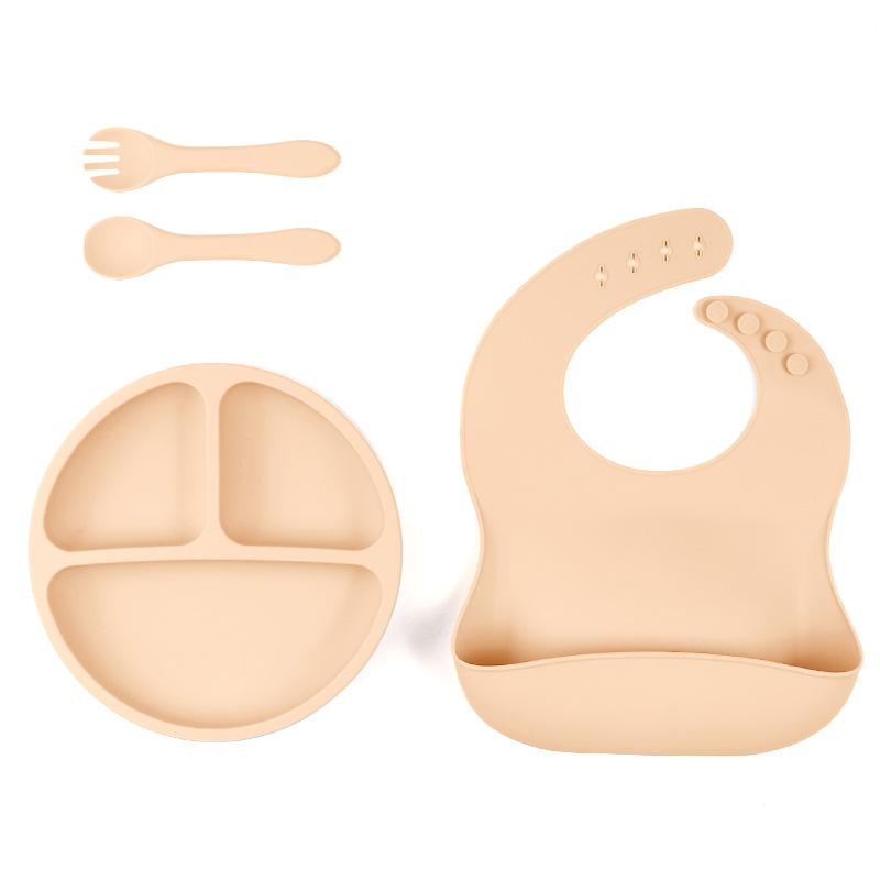 Juego de plato y cuenco divisor de silicona con cuchara - para ni&ntilde;os