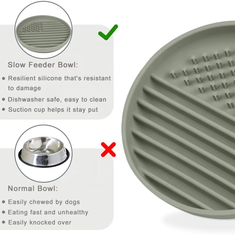 Meilleures ventes Silicone gamelle pour ingestion lente bol pour chien ventouses imperm&eacute;able tapis d'alimentation pour animaux de compagnie avec l&egrave;vres hautes avec ensemble de bol pour chien