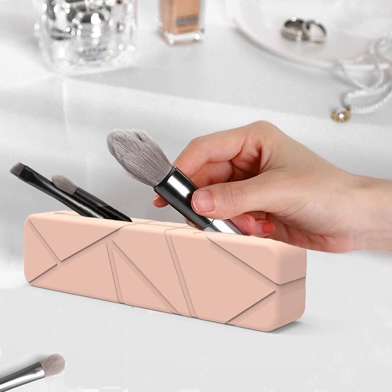 Soporte para brochas de maquillaje de viaje, bolsa organizadora de maquillaje, estuche para cosm&eacute;ticos, bolsa de almacenamiento peque&ntilde;a de silicona para brochas de maquillaje