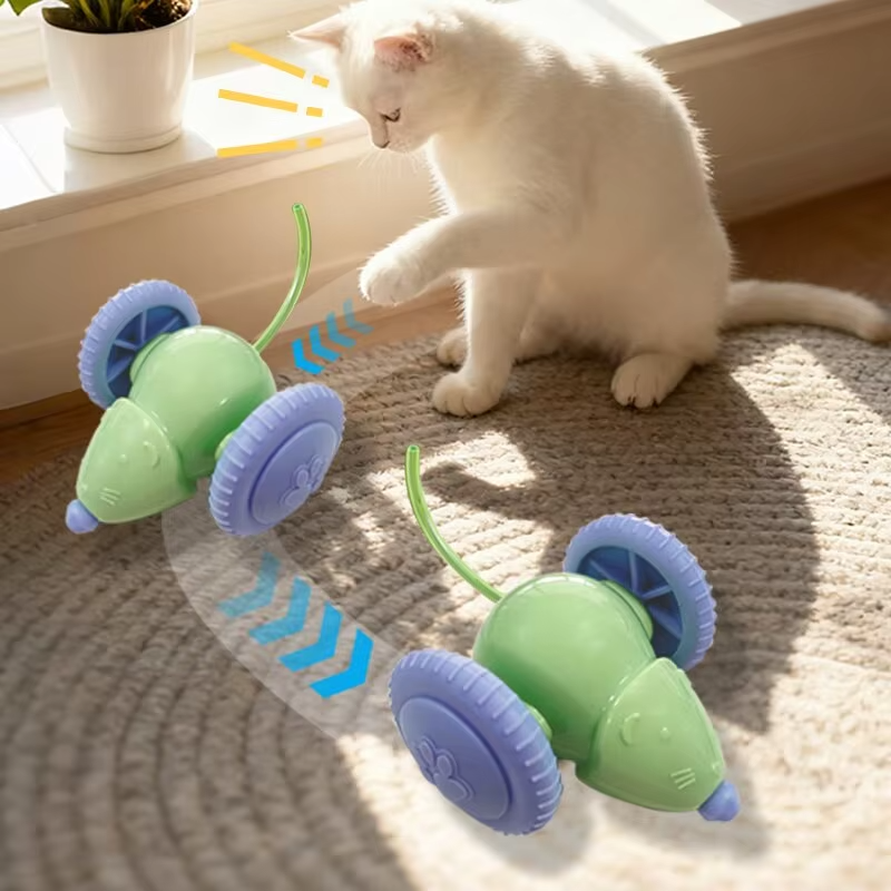 漫画スタイルの猫と犬のペットインタラクティブアニメーション電動セルフプレイマウスおもちゃ