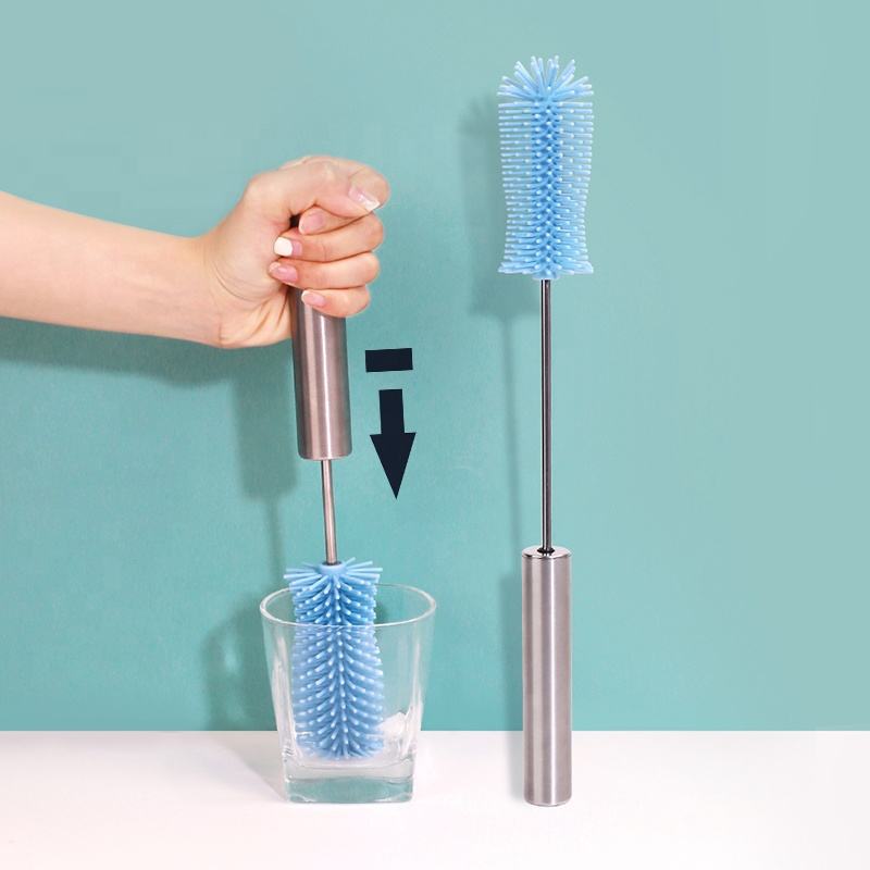 Brosse pour b&eacute;b&eacute; en silicone personnalis&eacute;e Brosse pour biberon r&eacute;utilisable pour le nettoyage