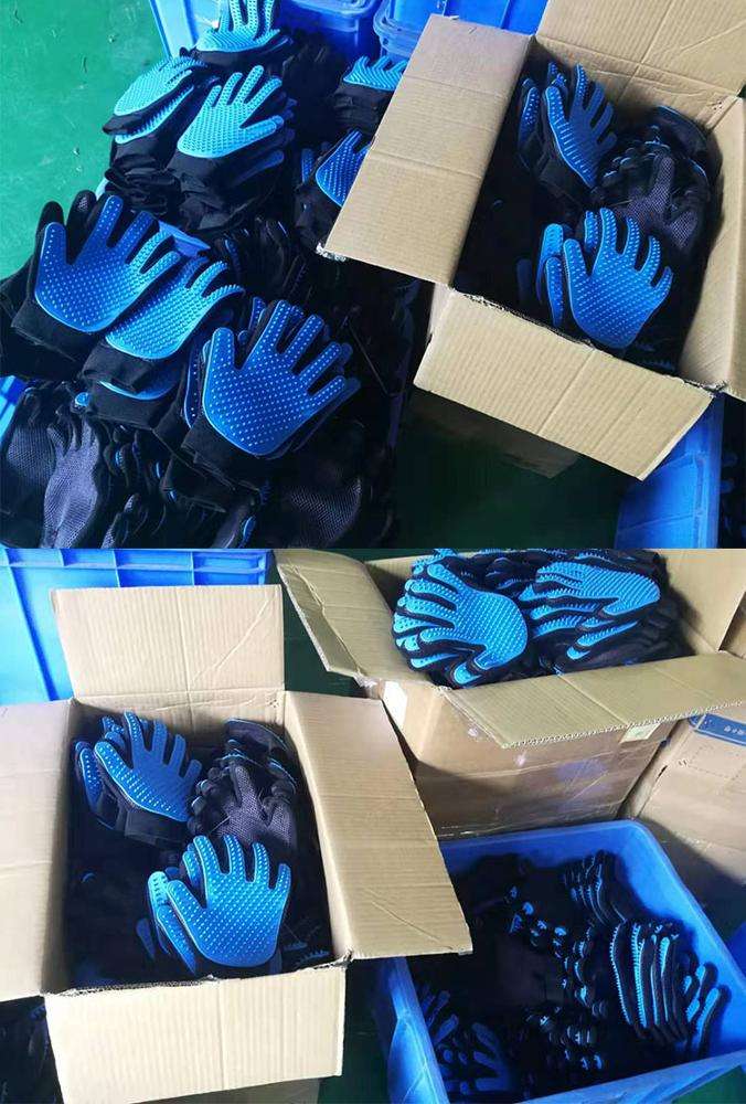 주문 실리콘 애완 동물 머리 제거제 장갑 애완 동물 손질 장갑 Guantes De Mascotas 260 손질 끝을 가진 Deshedding 솔 장갑
