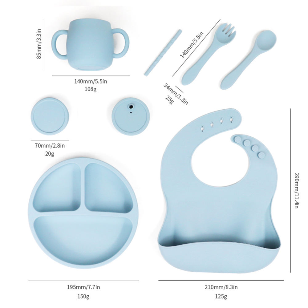 新着カスタム BPA フリー子供食器セットベビーよだれかけ幼児プレートボウルシリコーンシッピーカップシリコーンベビー給餌キット