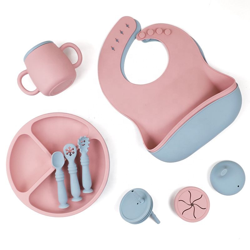 Juego de plato y cuenco divisor de silicona con cuchara - para ni&ntilde;os