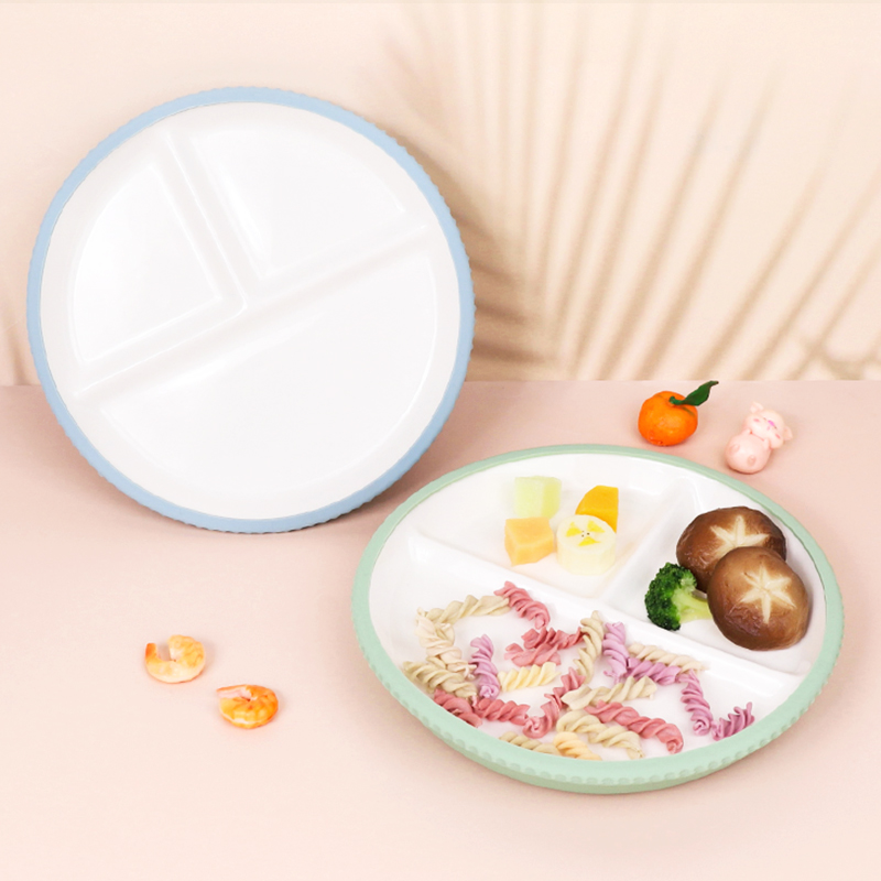 Wellfine セラミックディナープレート電子レンジ対応磁器子供食器セラミックベビープレートシリコン吸引付き