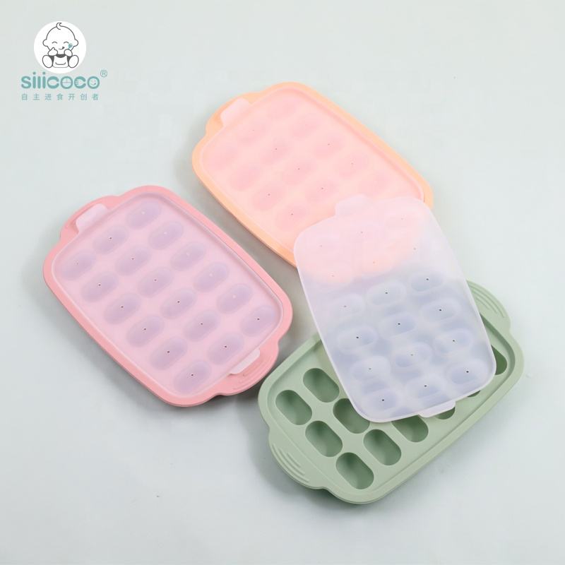 Silicoco-Molde para hacer cubitos de hielo en 3D, esferas cuadradas, bandejas de cubitos de hielo de silicona, Moldes de paleta con tapa, bandeja para congelador