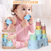 BPA 무료 실리콘 소프트 캐슬 빌딩 블록 젖니가 남 스태킹 Teether 어린이 교육용 아기 스태커 스태킹 장난감