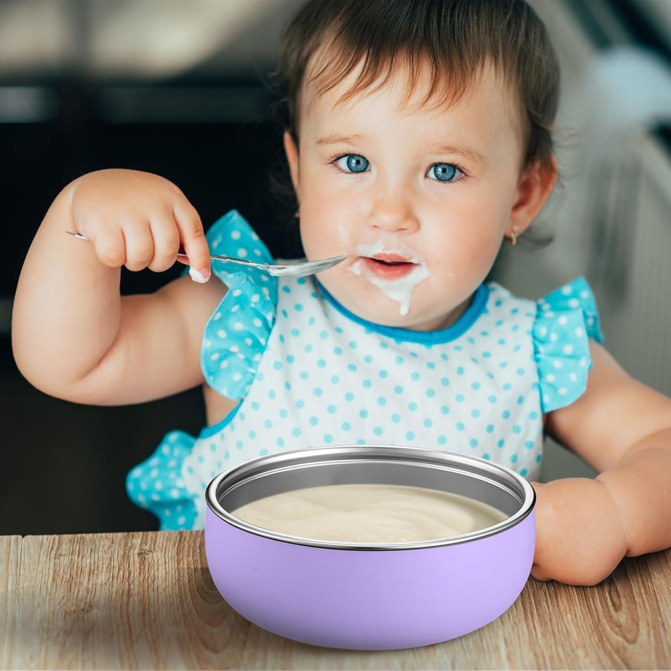 Assiettes divis&eacute;es par aspiration amovibles en Silicone sans BPA, assiettes alimentaires en acier inoxydable 304 pour enfants