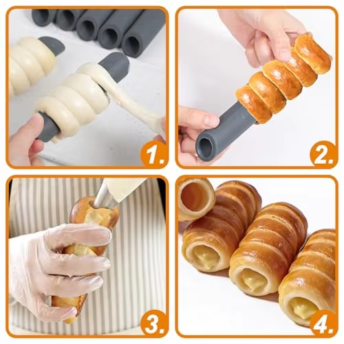 Outil de cuisson en Silicone, formes antiadh&eacute;sives, rouleau de cr&egrave;me, vis, coquille de Croissant, corne, Tube danois, moules &agrave; p&acirc;tisserie