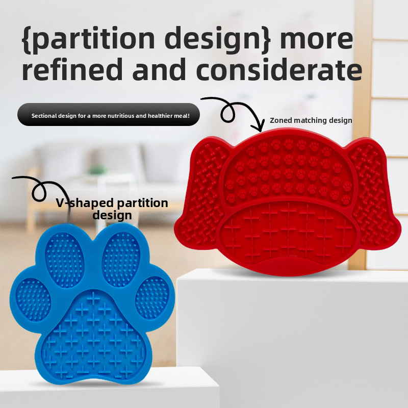 Bol moderne en Silicone pour animaux de compagnie, avec fonction automatique, Base d'aspiration &agrave; motif solide, tapis &agrave; l&eacute;chage lent pour l'hydratation de l'alimentation des chiens et des chats