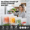 Bolsa de almacenamiento de alimentos de silicona 100%, contenedor de alimentos reutilizable para tienda de cocina, apto para lavavajillas, a prueba de fugas y congelaci&oacute;n