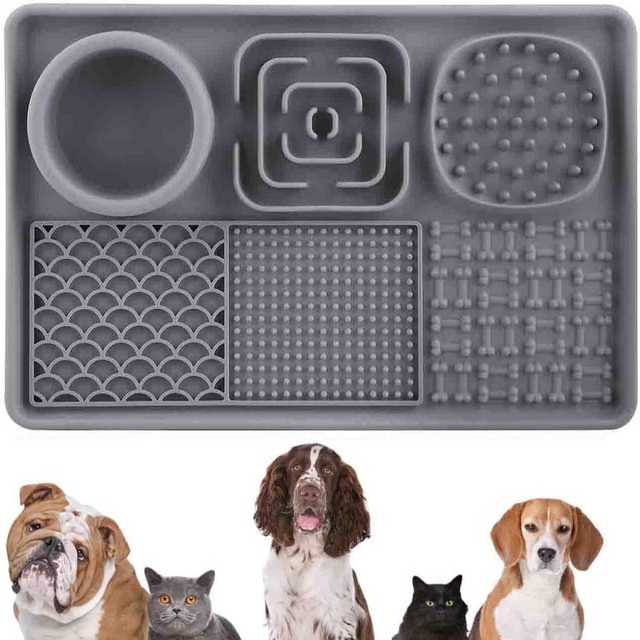 Tapis d'alimentation pour animaux de compagnie tapis &agrave; l&eacute;cher en Silicone antid&eacute;rapant Durable pour petits animaux chiots chatons alimentation lente tapis de nourriture interactif pour animaux de compagnie