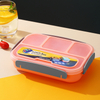 Caja Bento rectangular de cuatro compartimentos para microondas, sin BPA, contenedor de almuerzo para preservaci&oacute;n de frescura para estudiantes