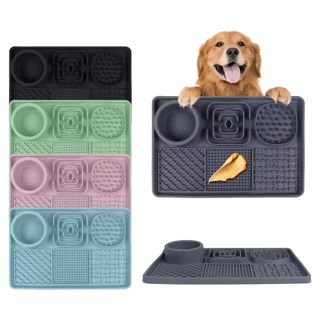 Top Rankings Alfombrilla de silicona para lamer mascotas, cuenco de comida lenta para perros y gatos, alfombrilla de alimentaci&oacute;n, mantel individual plegable con ventosa para comida para mascotas