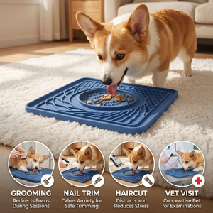Tapis &agrave; l&eacute;cher Portable en Silicone de qualit&eacute; alimentaire, pour animaux de compagnie, coussin de distribution de nourriture lente, Base antid&eacute;rapante, friandise apaisante interactive