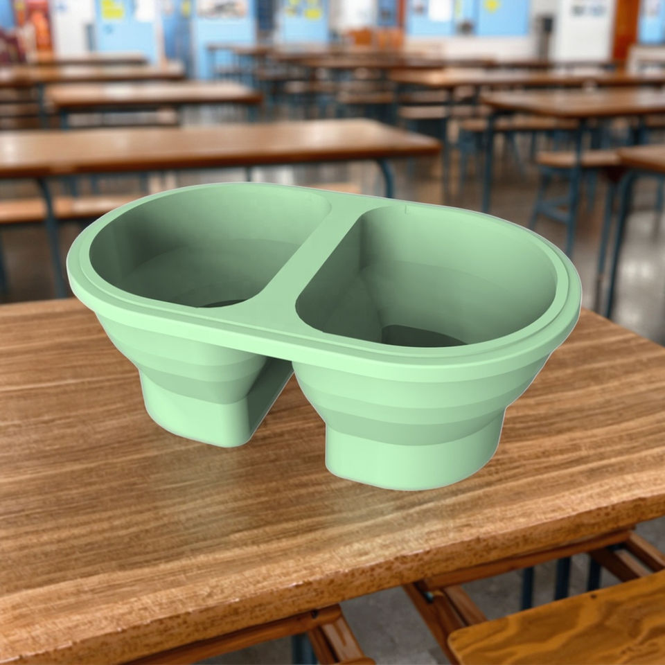 Contenedor de almacenamiento port&aacute;til de la categor&iacute;a alimenticia del silic&oacute;n sin BPA de la fiambrera Bento para ni&ntilde;os con 2 compartimentos