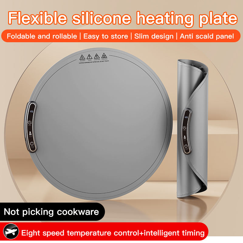 Plateau chauffant &eacute;lectrique en Silicone, tapis chauffant pour aliments, plaques chauffantes pour Buffet enroulable, coussin chauffant pour f&ecirc;tes, voyage &agrave; domicile