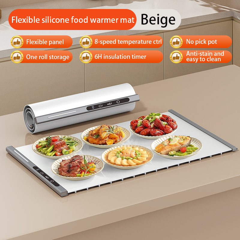 Tapis chauffant pour aliments, panneau chauffant Flexible en Silicone, enroulable, facile &agrave; ranger, tapis chauffant &eacute;lectrique Portable en Silicone pour les aliments