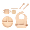 Nouveaut&eacute;s personnalis&eacute; sans BPA enfants ensemble de vaisselle b&eacute;b&eacute; bavoir enfant en bas &acirc;ge assiettes bols Silicone Sippy tasse Silicone b&eacute;b&eacute; Kit d'alimentation