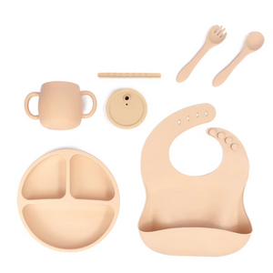 Reci&eacute;n llegado, juego de vajilla para ni&ntilde;os sin BPA personalizado, babero para beb&eacute;, platos para ni&ntilde;os peque&ntilde;os, tazones, taza para sorber de silicona, Kit de alimentaci&oacute;n de beb&eacute; de silicona