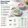 Plato de silicona sin Bpa para beb&eacute; con tapa, cuenco de silicona para beb&eacute; de grado alimenticio, divisor de succi&oacute;n para alimentaci&oacute;n de ni&ntilde;os peque&ntilde;os, novedad de 2027
