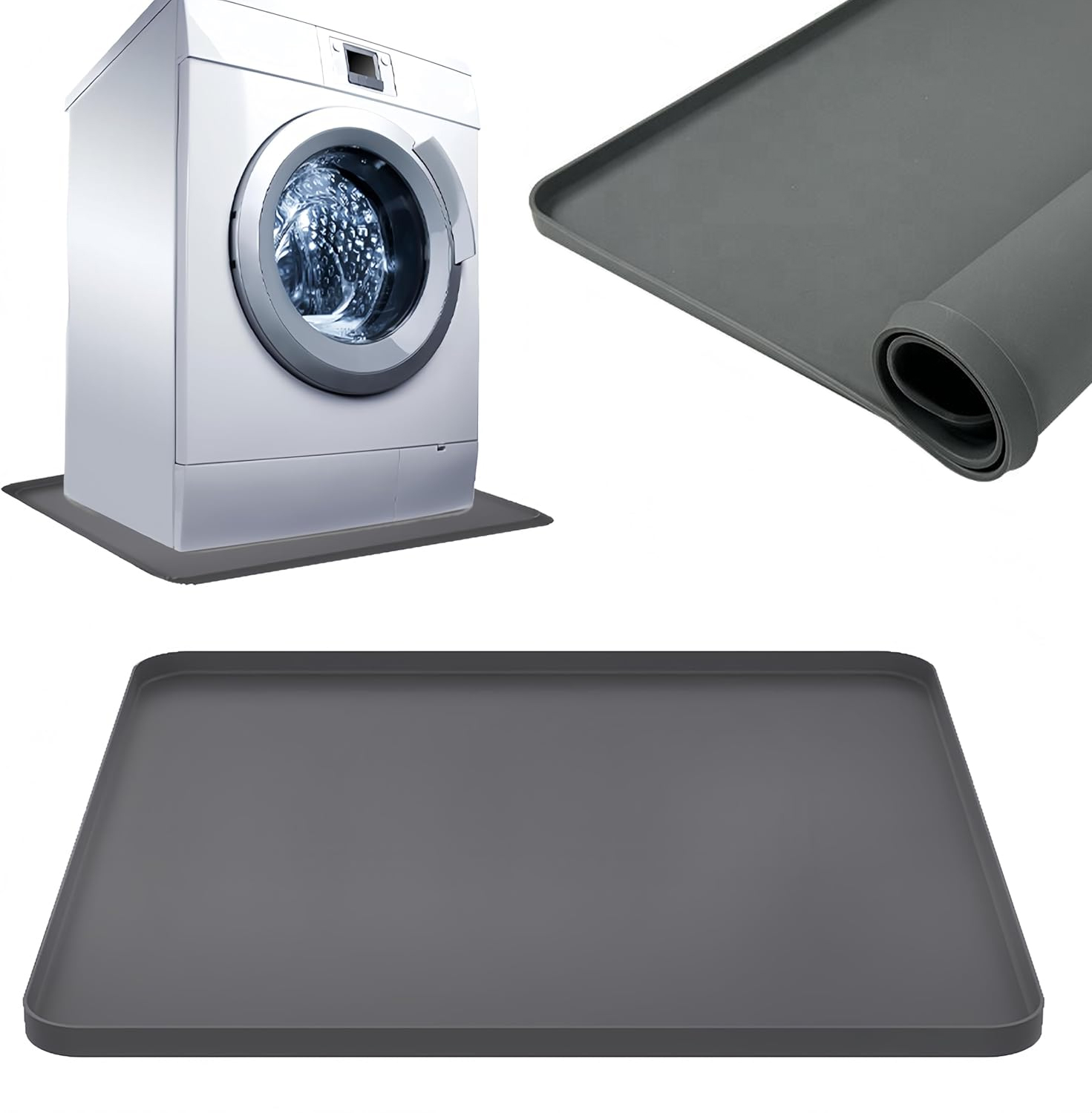 Bac de vidange en silicone pour lave-linge - Plateau de sol imperm&eacute;able et antid&eacute;rapant