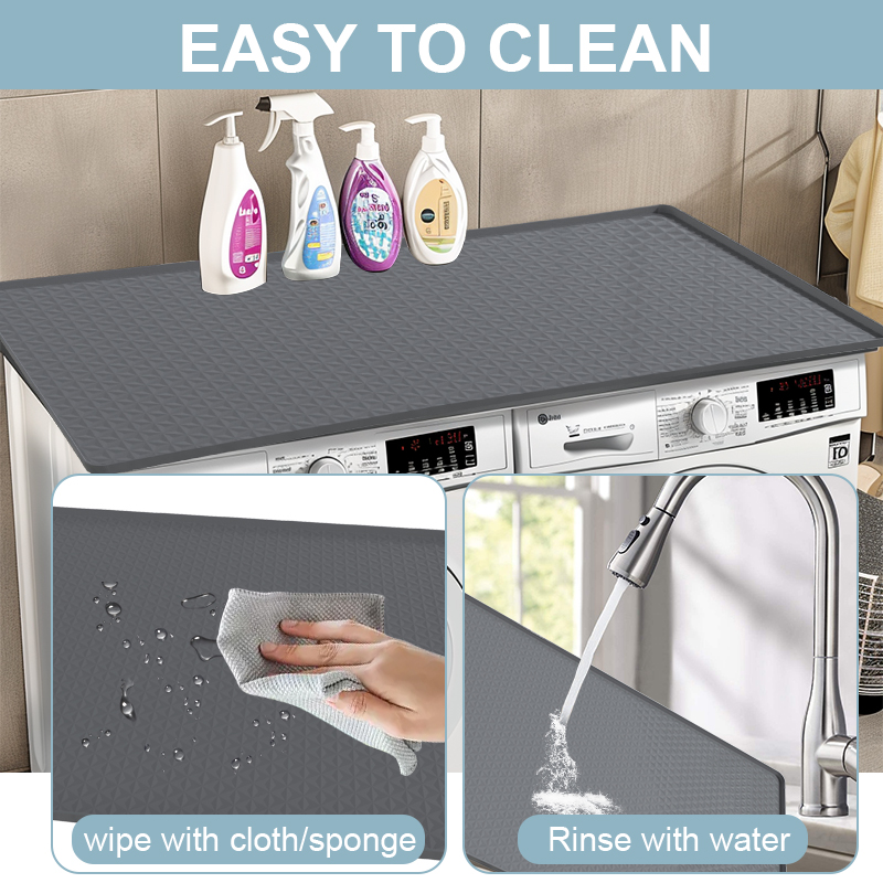 Tapis sup&eacute;rieur pour lave-linge et s&egrave;che-linge en silicone 54x27,5 - Antid&eacute;rapant avec rebord