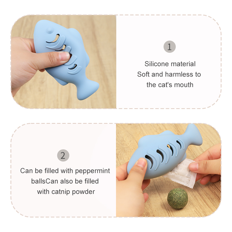 猫用インタラクティブイヌハッカおもちゃ - 魚の形の歯のクリーニング