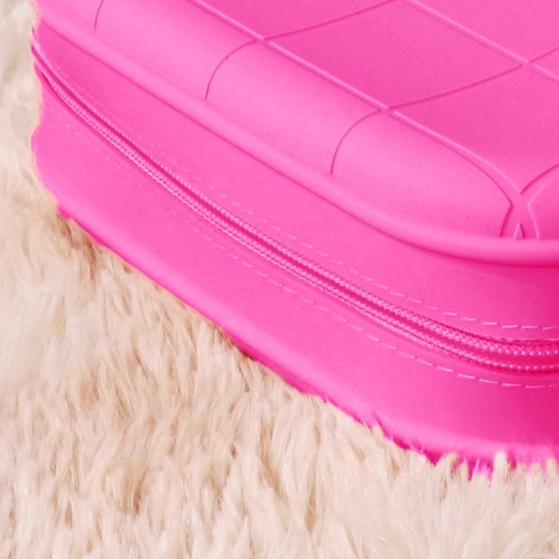 Bolsa de maquillaje Wellfine de silicona resistente al agua de gran capacidad, bolsa de almacenamiento de cosm&eacute;ticos multifuncional a la moda con cremallera