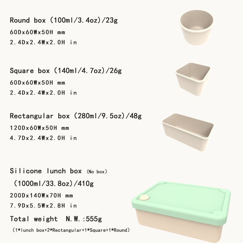 Bo&icirc;te &agrave; d&eacute;jeuner en Silicone de qualit&eacute; alimentaire, fabricant sans BPA, bo&icirc;te &agrave; Bento de bureau Portable et Durable pour adultes