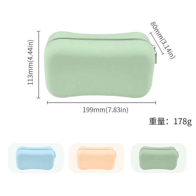 Pochette de rangement en Silicone Durable avec fermeture &eacute;clair, sac de rangement de cosm&eacute;tiques Portable &agrave; la mode avec poign&eacute;e, organisateur de maquillage pour petits articles