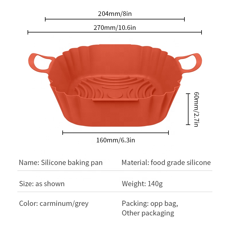 Olla de silicona para freidora de aire de 8 pulgadas - Revestimiento reutilizable apto para alimentos
