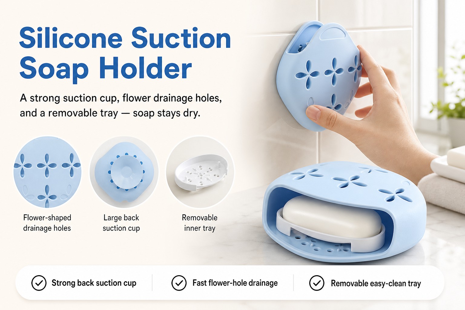 Jabonera de silicona para ba&ntilde;os m&aacute;s limpios y ordenados