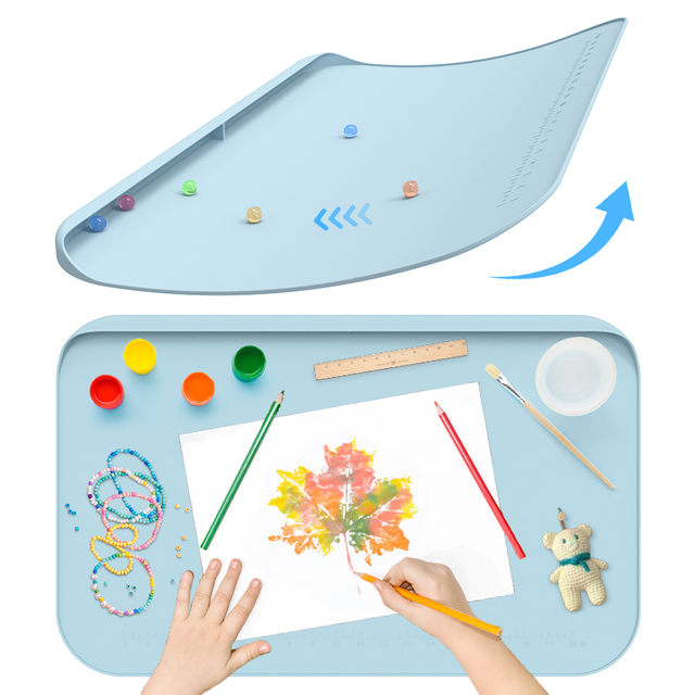 Tapis de peinture en silicone pour enfants – Bords sur&eacute;lev&eacute;s, sans BPA