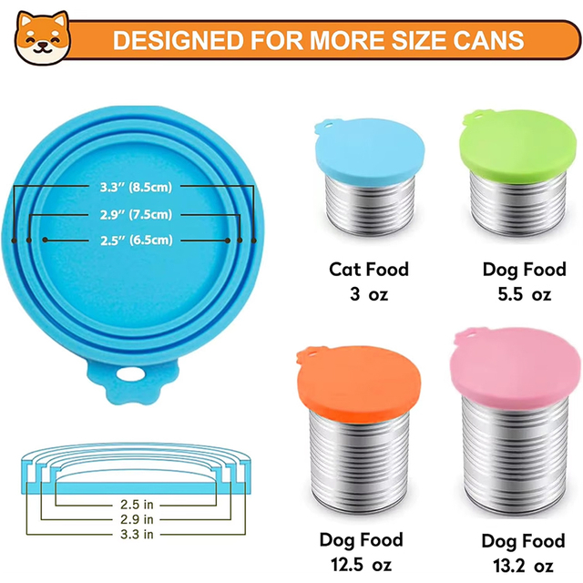 Couvercles de bo&icirc;tes de nourriture en silicone pour animaux de compagnie - Taille universelle, sans BPA