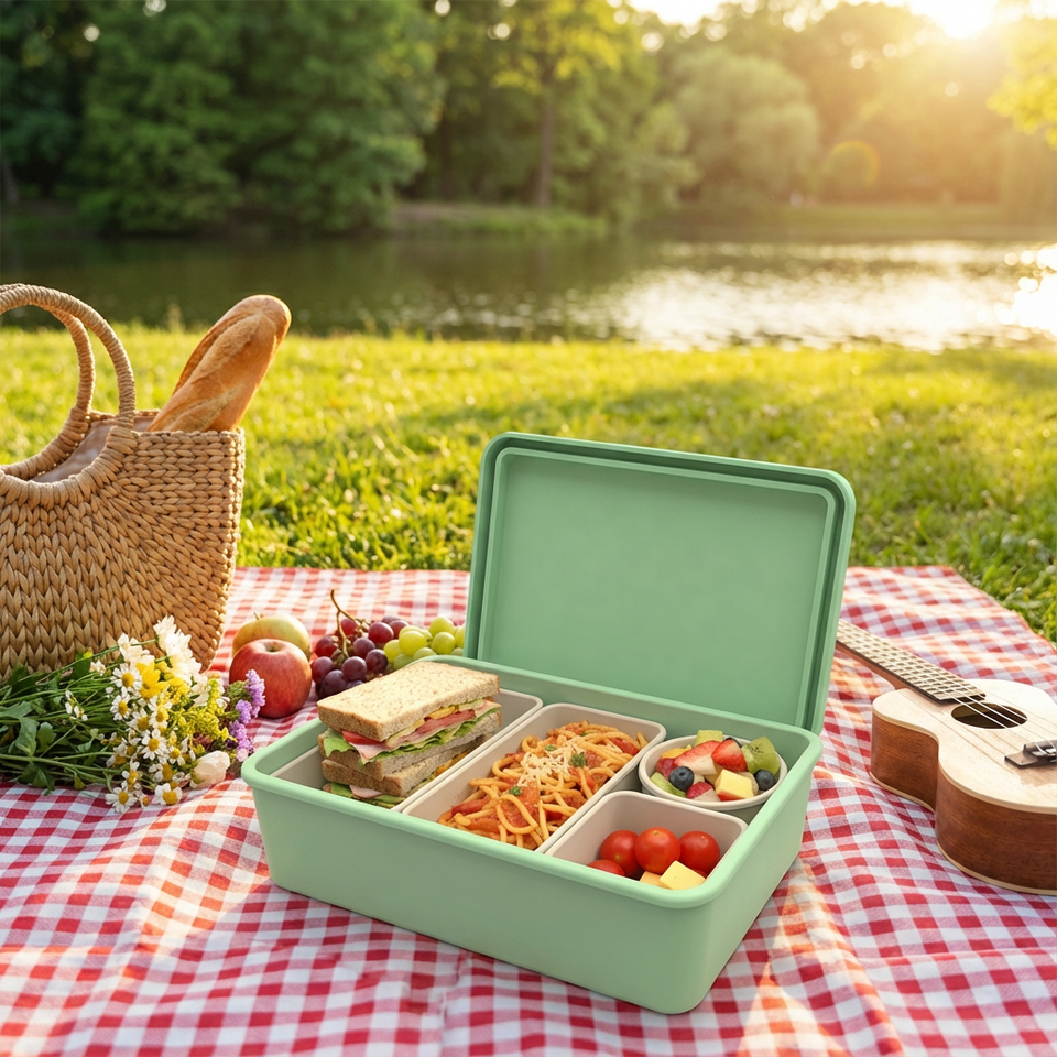 Bo&icirc;te &agrave; d&eacute;jeuner en Silicone de qualit&eacute; alimentaire, fabricant sans BPA, bo&icirc;te &agrave; Bento de bureau Portable et Durable pour adultes