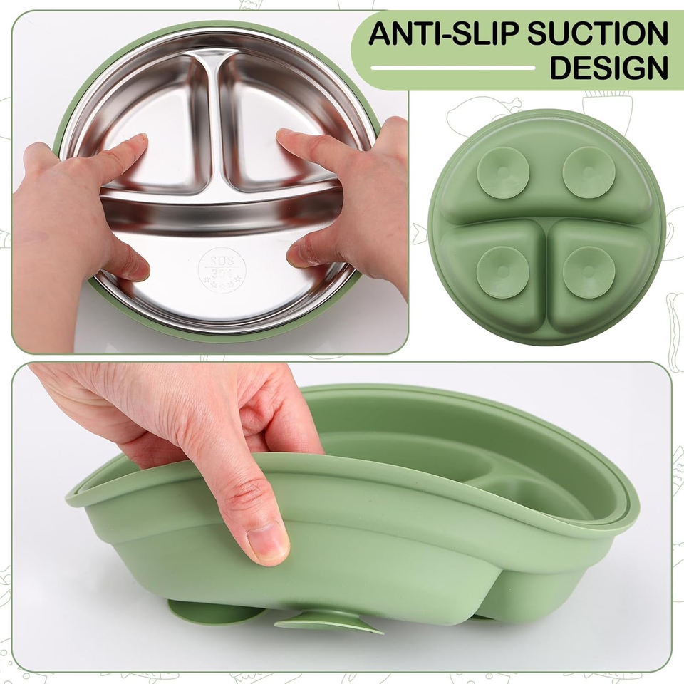 Nouveaut&eacute;s 304 couvercle en Silicone en acier inoxydable bol d'alimentation pour b&eacute;b&eacute; bol pour enfants bol pour enfants en acier inoxydable color&eacute; de qualit&eacute; alimentaire