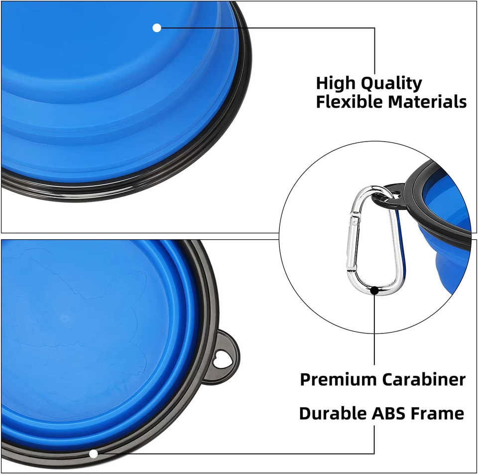 Wellfine – bol pliable en Silicone r&eacute;sistant &agrave; l'eau pour chien, mangeoire en plastique pour animaux de compagnie, nourriture pour chat, bol de voyage pliable pour chat