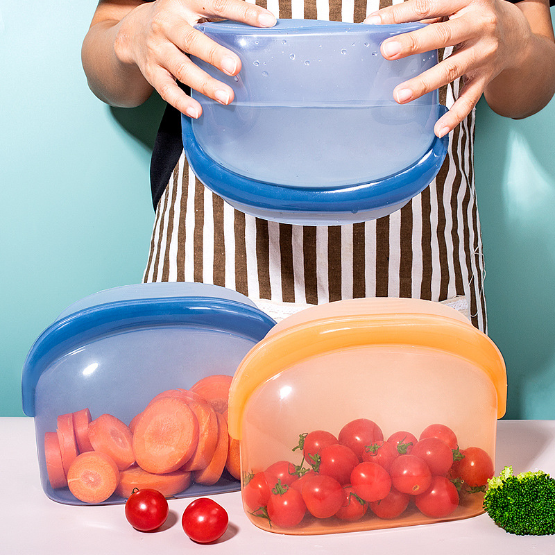 도매 BPA 무료 친환경 주방 신선 유지 누출 방지 재사용 가능한 저장 용기 실리콘 식품 저장 가방