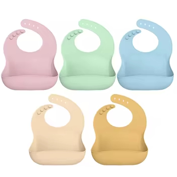 보육 용품 맞춤형 아기 턱받이 BPA 무료 방수 모양 색상 아기 수유 실리콘 아기 턱받이
