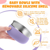 Assiettes divis&eacute;es par aspiration amovibles en Silicone sans BPA, assiettes alimentaires en acier inoxydable 304 pour enfants