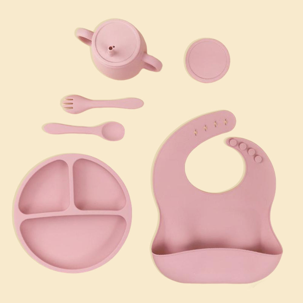 新着カスタム BPA フリー子供食器セットベビーよだれかけ幼児プレートボウルシリコーンシッピーカップシリコーンベビー給餌キット